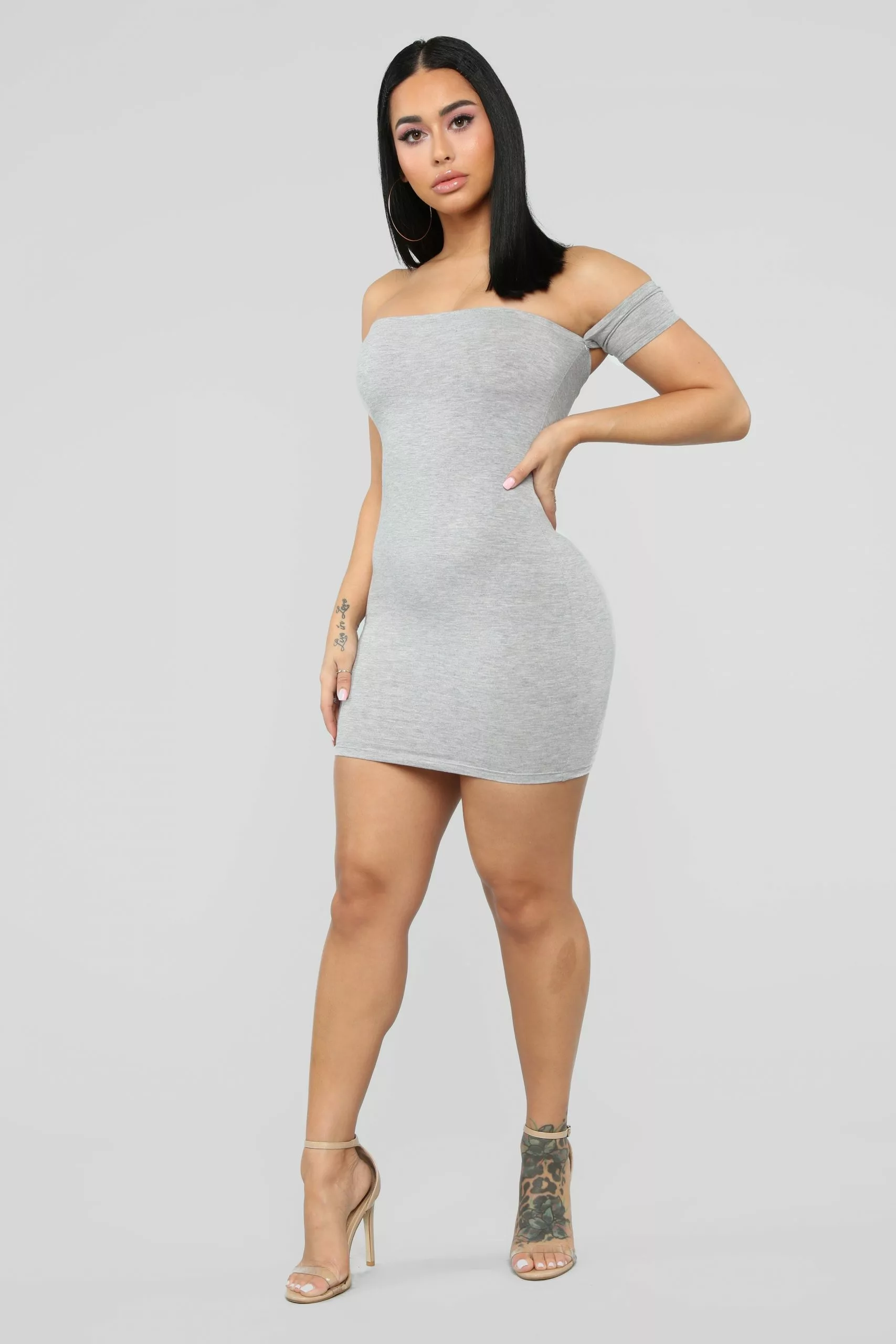 Fashion Nova Simple Dreams Off Shoulder Mini Dress - Heather Grey 6 Fashion Nova Simple Dreams Off Shoulder Mini Dress - Heather Grey - Image 4