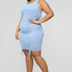 Fashion Nova Sweet Attitude Ruched Mesh Mini Dress - Blue -Fashion Nova Dresses Shop 02 22 19 Studio 4 RM 11 26 30 D9682MESH Blue 36429 WG scaled