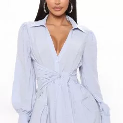 Fashion Nova Feelin' Thoughtful Shirt Dress - Blue -Fashion Nova Dresses Shop 02 22 22Studio4 CE JH 15 11 55 58 32119GK Blue 0977 KL