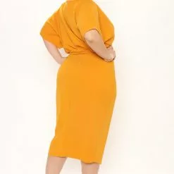 Fashion Nova Please Hold Midi Dress - Mustard -Fashion Nova Dresses Shop 02 23 22Studio1 DM MJ 09 51 52 6 D2899 Mustard 4899 PLUS EH
