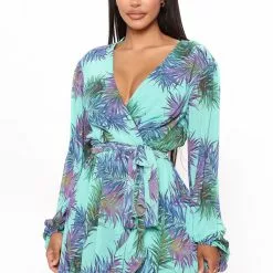 Fashion Nova Nadine Long Sleeve Midi Dress - Teal/combo -Fashion Nova Dresses Shop 02 24 22Studio4 BR KG 15 27 56 49 DM1494 Tealcombo 3007 SG