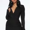 Fashion Nova Doing Big Things Ruched Mini Dress - Black -Fashion Nova Dresses Shop 02 26 20 Studio 3 RM ES 12 09 15 19 IBD051901N Black P 0157 EH