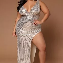 Fashion Nova Delilah Sequin Maxi Dress - Silver -Fashion Nova Dresses Shop 02 28 22Studio3 ME KP 10 47 17 6 A88951 Silver 0099 PLUS SG