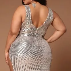 Fashion Nova Delilah Sequin Maxi Dress - Silver -Fashion Nova Dresses Shop 02 28 22Studio3 ME KP 10 47 54 6 A88951 Silver 0104 PLUS SG
