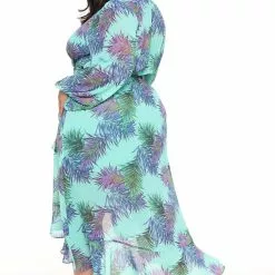 Fashion Nova Nadine Long Sleeve Midi Dress - Teal/combo -Fashion Nova Dresses Shop 02 28 22Studio3 ME KP 14 58 31 36 DM1494 Tealcombo 4036 PLUS KL