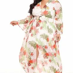 Fashion Nova Magnum Belted Maxi Dress - Ivory/combo -Fashion Nova Dresses Shop 02 28 22Studio3 ME KP 15 10 36 40 MA9140 Ivorycombo 4063 PLUS KL