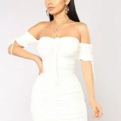 Fashion Nova Sanya Ruched Dress - White -Fashion Nova Dresses Shop 03 01 18 Studio 1 D3646 White 0117 scaled