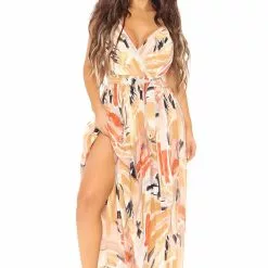 Fashion Nova Rayne Sleeveless Maxi Dress - Rust/combo