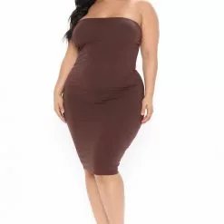 Fashion Nova Rhianna Tube Dress - Chocolate -Fashion Nova Dresses Shop 03 02 21Studio3 DM JH 15 14 21 67 JD16295 Chocolate 0763 PLUS RG