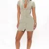 Fashion Nova Elodie Ribbed Mini Dress - Olive