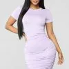 Fashion Nova Casual Chillin' Ruched Mini Dress - Lavender