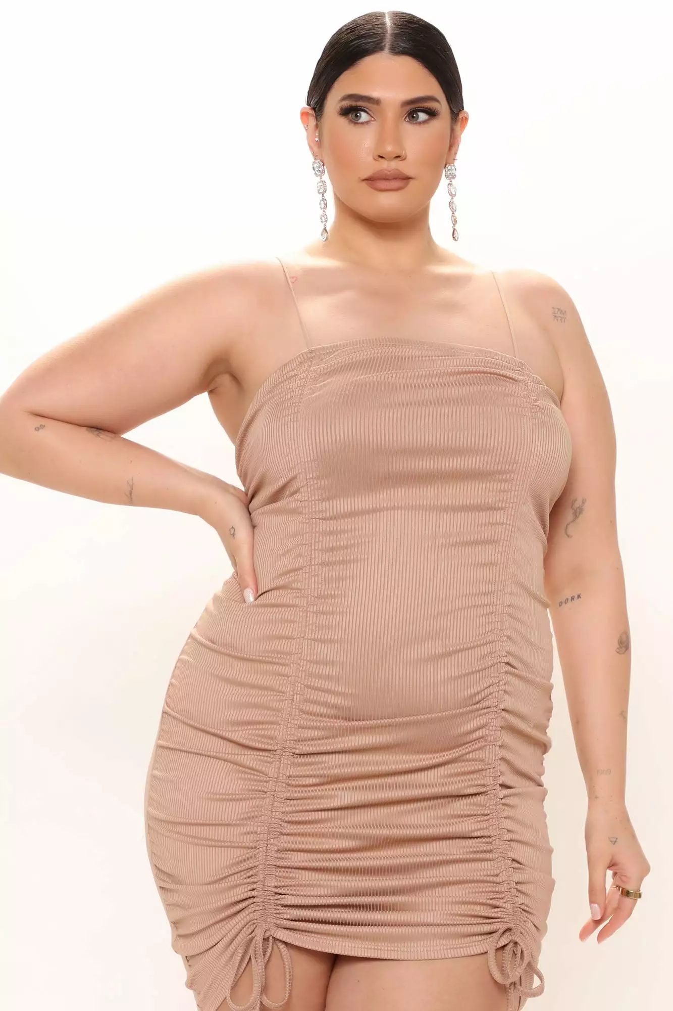 Fashion Nova Jessica Ruched Mini Dress - Taupe 9 Fashion Nova Jessica Ruched Mini Dress - Taupe - Image 7
