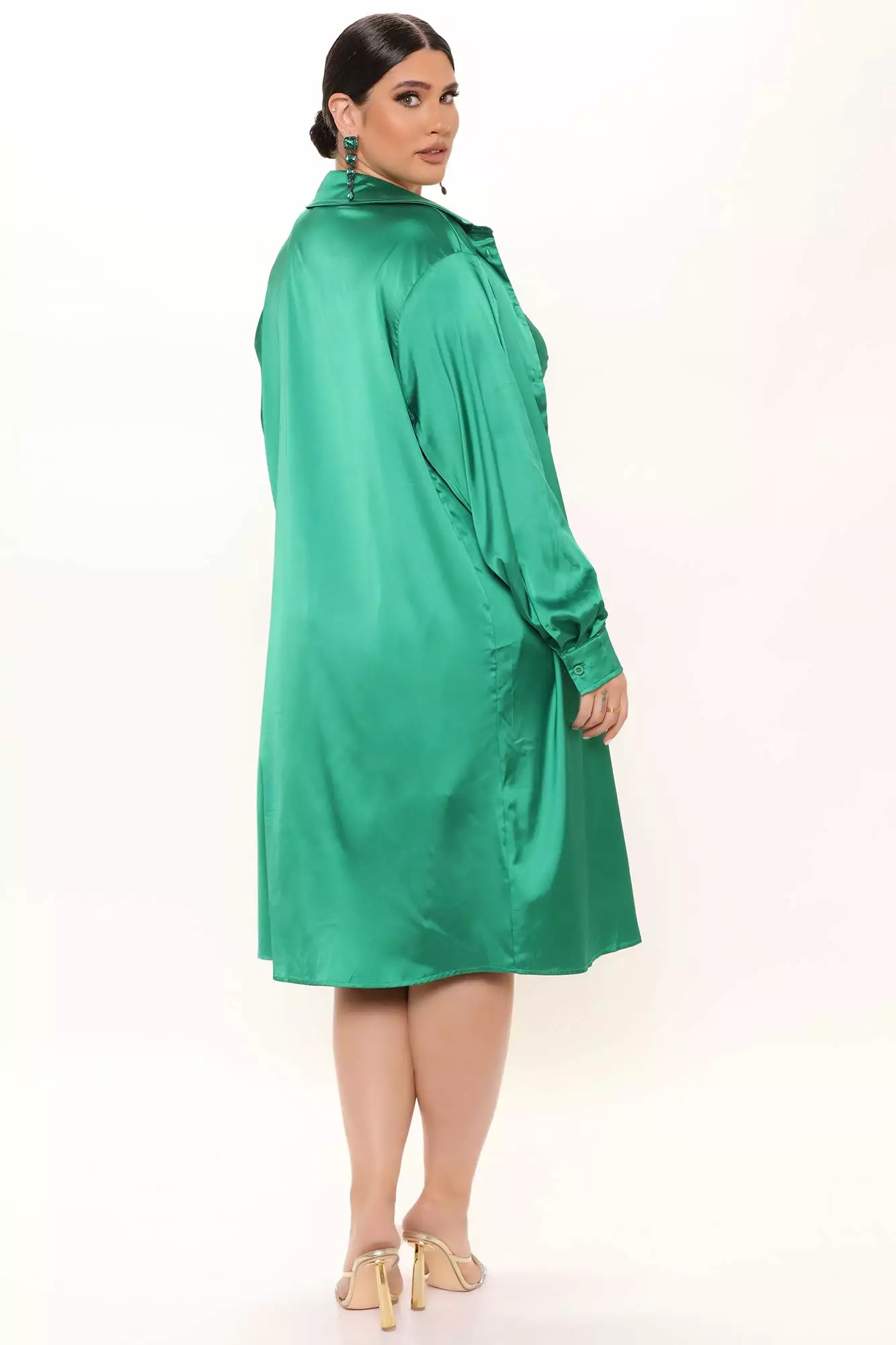 Fashion Nova On Tour Satin Dress Set - Kelly Green - Image 9