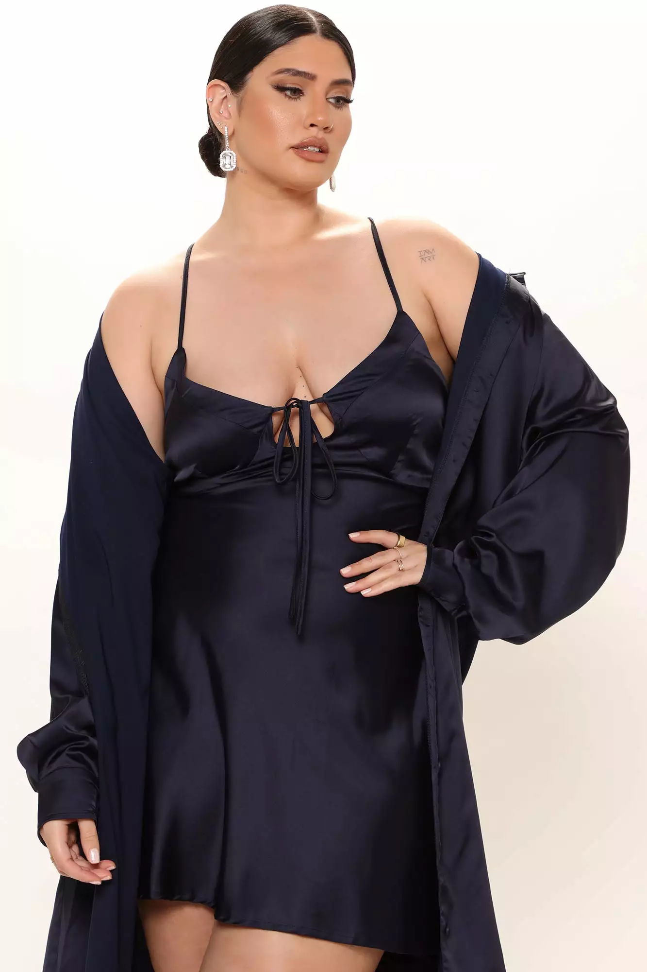 Fashion Nova On Tour Satin Dress Set - Navy 8 Fashion Nova On Tour Satin Dress Set - Navy - Image 6