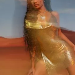 Fashion Nova That's All Me Chainmail Mini Dress - Gold -Fashion Nova Dresses Shop 03 07 22 Festival Mini Editorial ME MR 15 14 52 LOOK 7 6138 SG MH