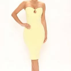Fashion Nova Off To Brunch Midi Dress - Yellow