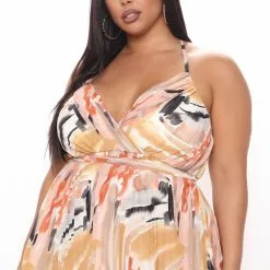 Fashion Nova Rayne Sleeveless Maxi Dress - Rust/combo -Fashion Nova Dresses Shop 03 10 21Studio4 CE CP 12 18 53 44 DM1887B Rustcombo PLUS 53038 NT