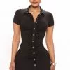 Fashion Nova Ralene Ruched Shirt Dress - Black