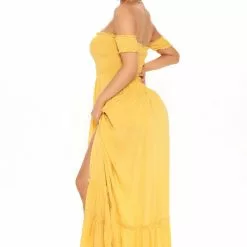 Fashion Nova Laurel Off Shoulder Maxi Dress - Mustard -Fashion Nova Dresses Shop 03 11 21Studio2 PA SD 14 43 52 43 DM1857S Mustard 24068 KL