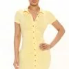 Fashion Nova Ralene Ruched Shirt Dress - Yellow -Fashion Nova Dresses Shop 03 11 22Studio1 ME RL 14 22 20 53 JD45963 Yellow 0116 SG