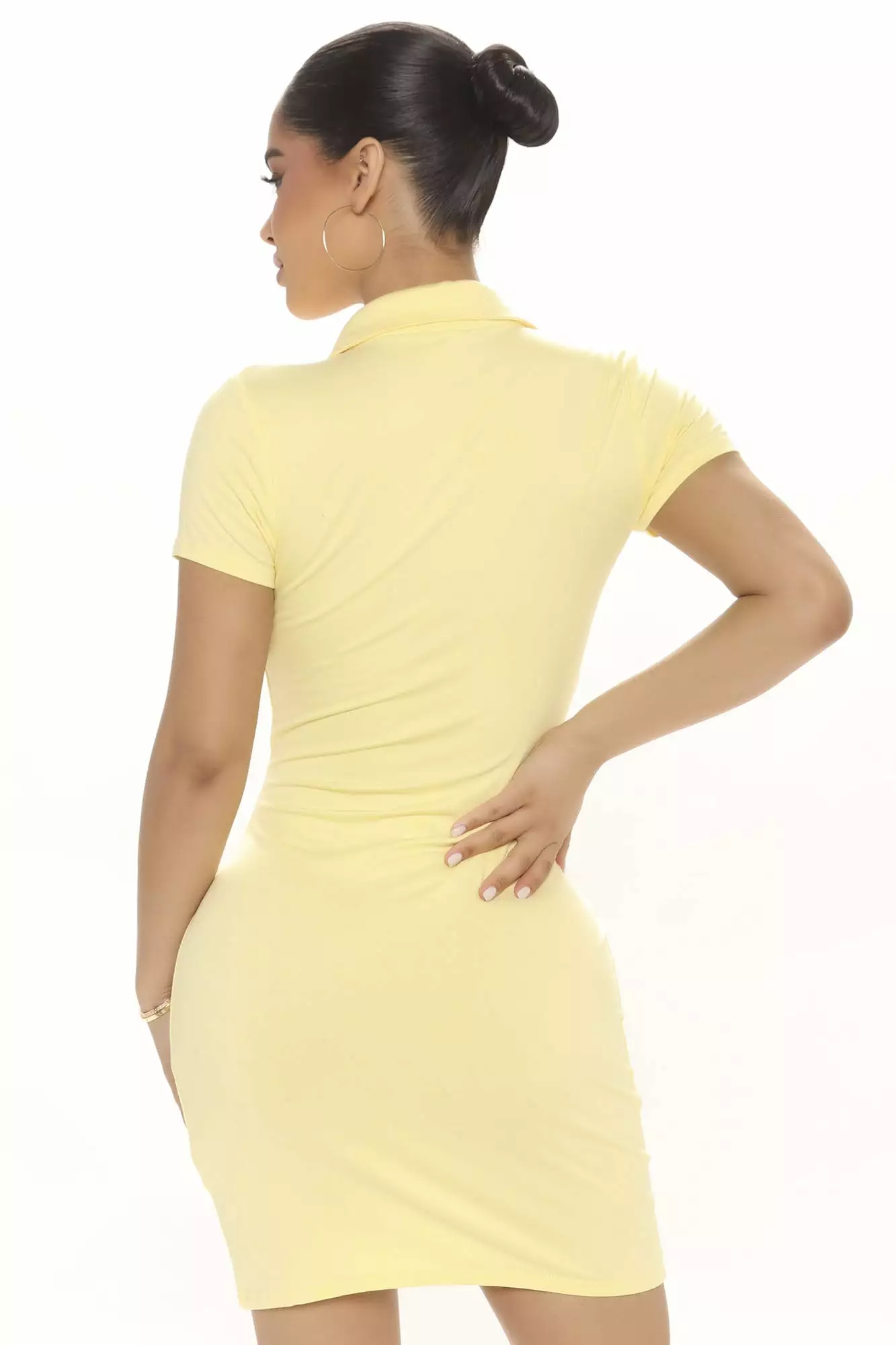 Fashion Nova Ralene Ruched Shirt Dress - Yellow 5 Fashion Nova Ralene Ruched Shirt Dress - Yellow - Image 3
