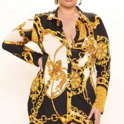 Fashion Nova Catch A Break Shirt Dress - Black/combo -Fashion Nova Dresses Shop 03 14 22Studio2 CE RL 14 48 03 57 TD10442 Blackcombo 1185 PLUS KL