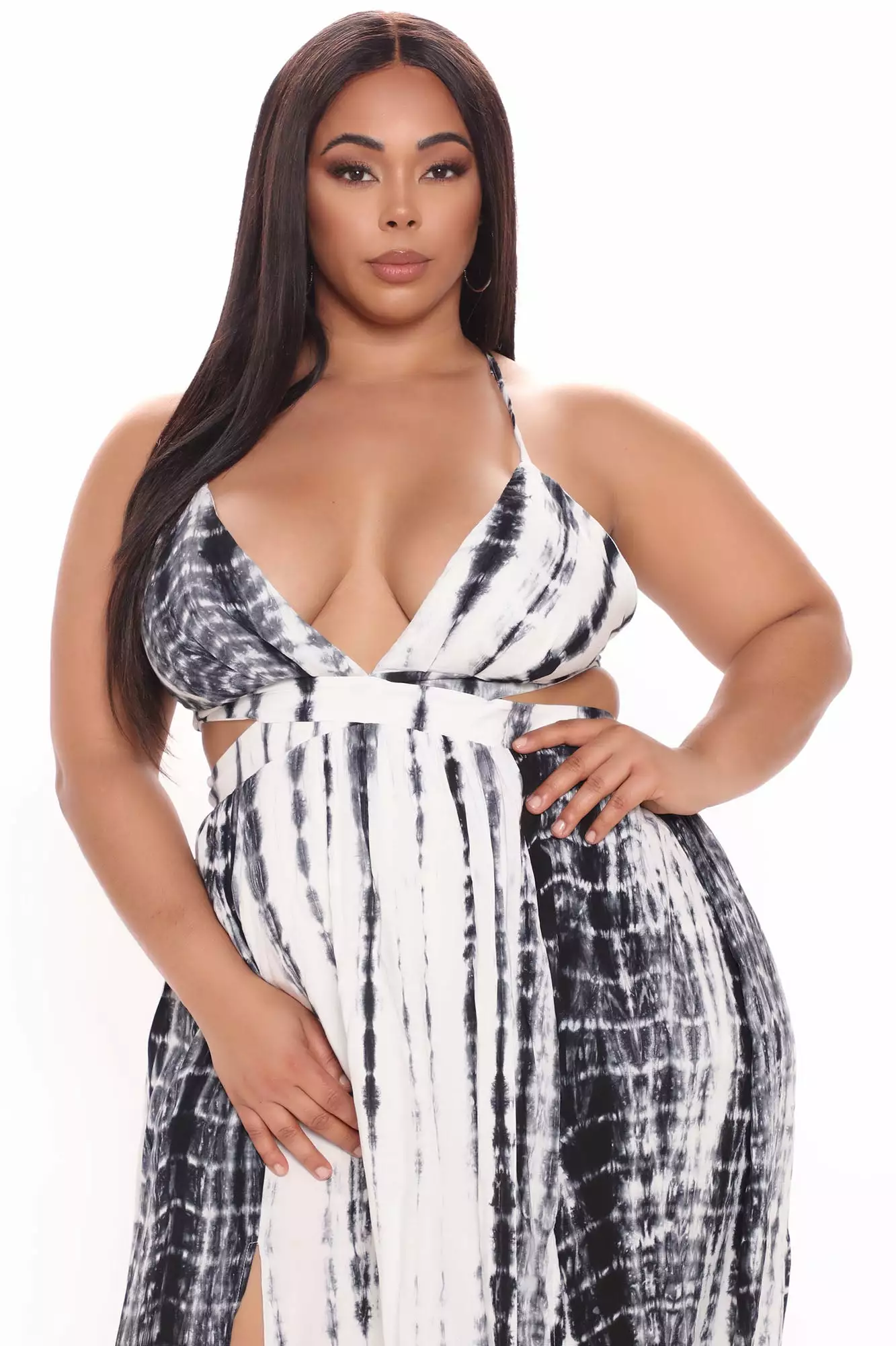 Fashion Nova Carlina Tie Dye Maxi Dress - Black/White 8 Fashion Nova Carlina Tie Dye Maxi Dress - Black/White - Image 6