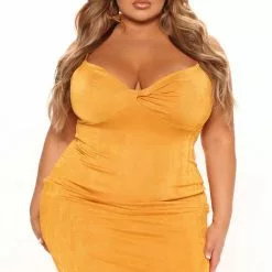 Fashion Nova All Chill Slinky Midi Dress - Mustard -Fashion Nova Dresses Shop 03 15 22Studio1 RT CP 12 05 37 34 DD8007 Rust 0454 PLUS KS