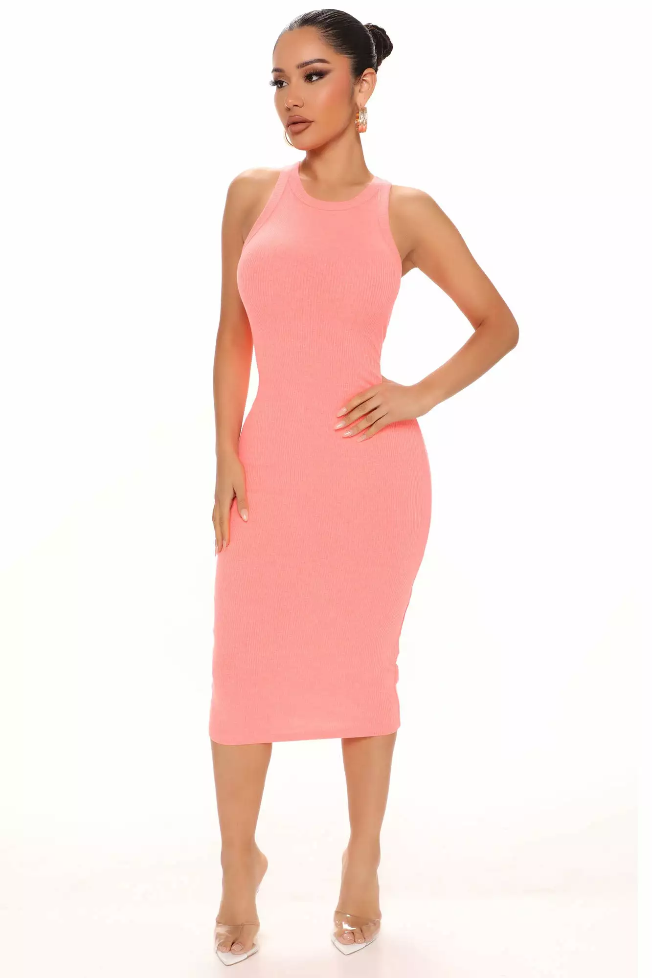 Fashion Nova Mila Midi Dress - Neon Orange 3 Fashion Nova Mila Midi Dress - Neon Orange