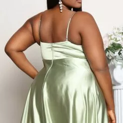 Fashion Nova Mia Satin Maxi Dress - Green -Fashion Nova Dresses Shop 03 16 22Studio5 RT KP 10 35 19 4 MF21146 Green 1256 PLUS KS