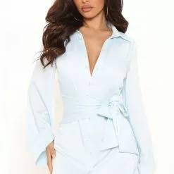 Fashion Nova Happy For Myself Shirt Dress - Light Blue -Fashion Nova Dresses Shop 03 17 22Studio1 MS K 11 55 29 46 32141NK LightBlue 2500 KS