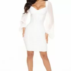 Fashion Nova Cheerful Mood Bandage Mini Dress - White -Fashion Nova Dresses Shop 03 17 22Studio3 MS 09 30 13 4 GWZ338FN White 6382 EH