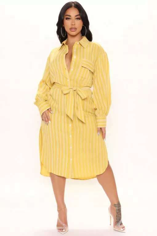 Fashion Nova Spring Picnics Shirt Dress - Yellow -Fashion Nova Dresses Shop 03 18 22Studio2 CE LT 11 20 34 23 32097SK Yellow 2963 PB