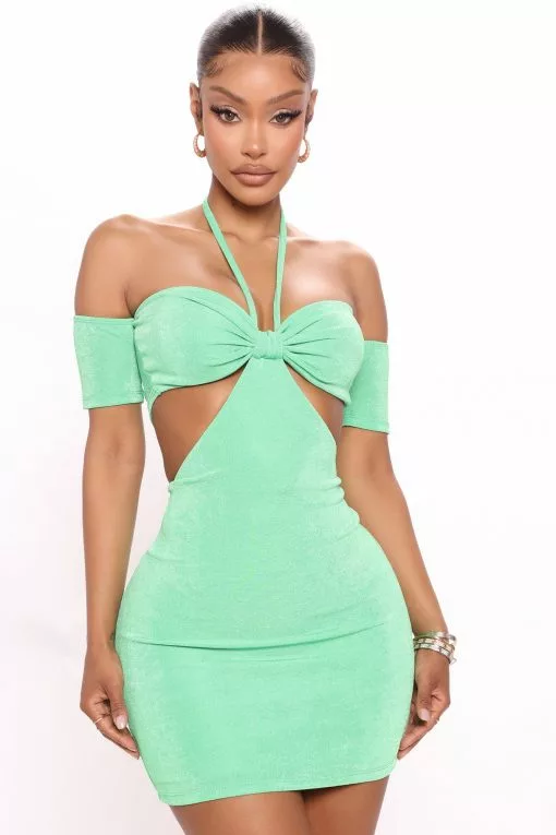 Fashion Nova Hallie Slinky Mini Dress - Green -Fashion Nova Dresses Shop 03 18 22Studio4 RM RA 13 13 30 2 FS22E246 Green 6378 KL