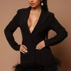 Fashion Nova Makena Feather Blazer Dress - Black -Fashion Nova Dresses Shop 03 18 22Studio5 SN CP 09 35 10 3 B23363 Black 1629 EH