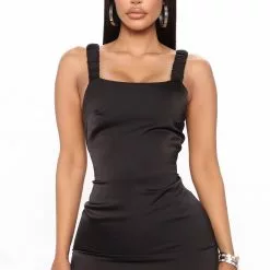 Fashion Nova Attractive Satin Mini Dress - Black