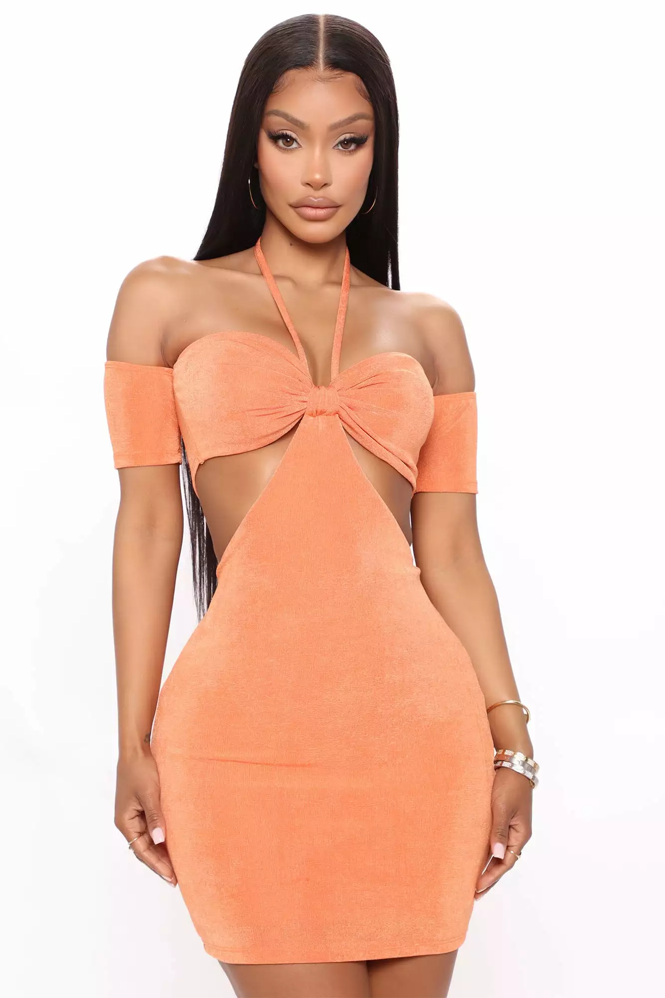 Fashion Nova Hallie Slinky Mini Dress - Orange 3 Fashion Nova Hallie Slinky Mini Dress - Orange