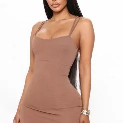 Fashion Nova Raven Mini Dress - Brown