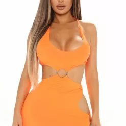 Fashion Nova Excuse You Cut Out Mini Dress - Neon Orange -Fashion Nova Dresses Shop 03 22 21Studio2 SN SD 13 43 14 18 D3834 NeonOrange 27439 EH