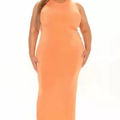 Fashion Nova Back In Town Slinky Maxi Dress - Orange -Fashion Nova Dresses Shop 03 22 22Studio1 KJ RL 15 34 31 61 FS22E861 Orange 5181 PLUS SG