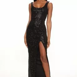 Fashion Nova Tall Family Affair Sequin Dress - Black