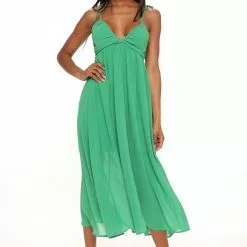 Fashion Nova Bright Energy Midi Dress - Green