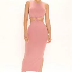 Fashion Nova Ivy Midi Dress - Rose