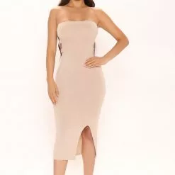 Fashion Nova Dani Midi Dress - Mocha