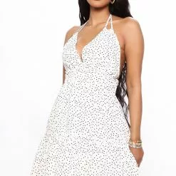 Fashion Nova Brunch Mood Polka Dot Mini Dress - White/combo