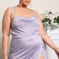 Fashion Nova Holy Pearl Maxi Dress - Lavender -Fashion Nova Dresses Shop 03 25 22Studio1 ME 15 49 05 72 MF2947 Lavender 0705 PLUS WG