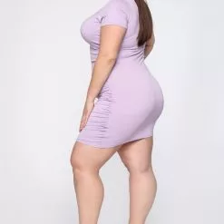 Fashion Nova Casual Chillin' Ruched Mini Dress - Lavender -Fashion Nova Dresses Shop 03 27 19 Studio 4 RM 11 04 01 17 D2378 Lavender 2088 JD scaled