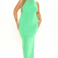 Fashion Nova Back In Town Slinky Maxi Dress - Green -Fashion Nova Dresses Shop 03 29 22Studio2 KJ AC 14 53 44 47 FS22E861 Green 0847 PLUS SG