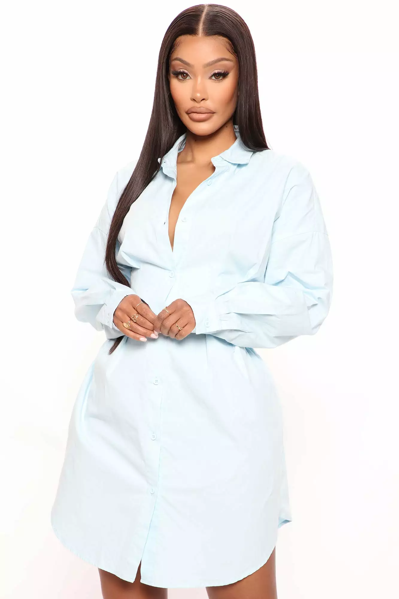 Fashion Nova Estella Shirt Dress - Light Blue 3 Fashion Nova Estella Shirt Dress - Light Blue