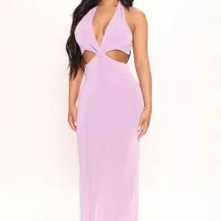 Fashion Nova Mila Slinky Maxi Dress - Lavender